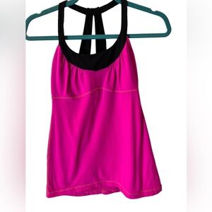 Lululemon Hot Pink and Black Athletica Tank Size 4